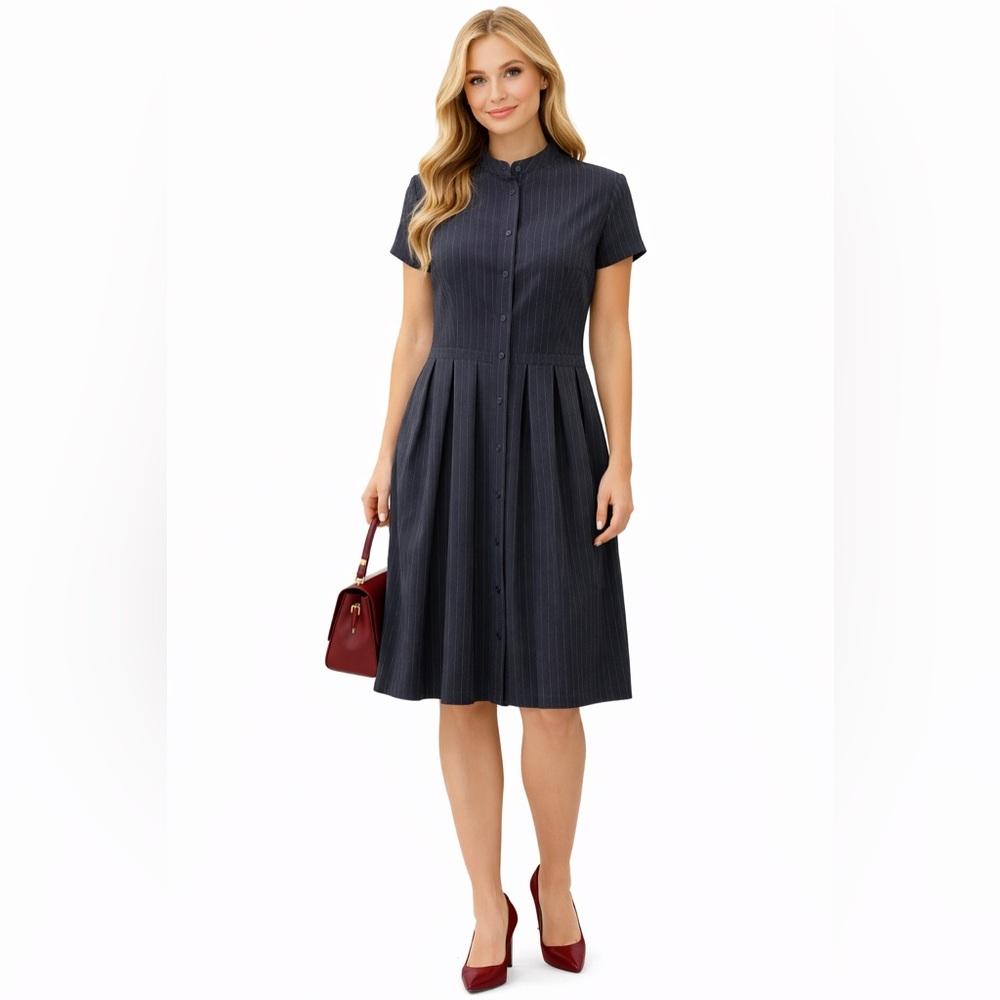 H&M Classic Navy and White Dress | M | Pinstripe